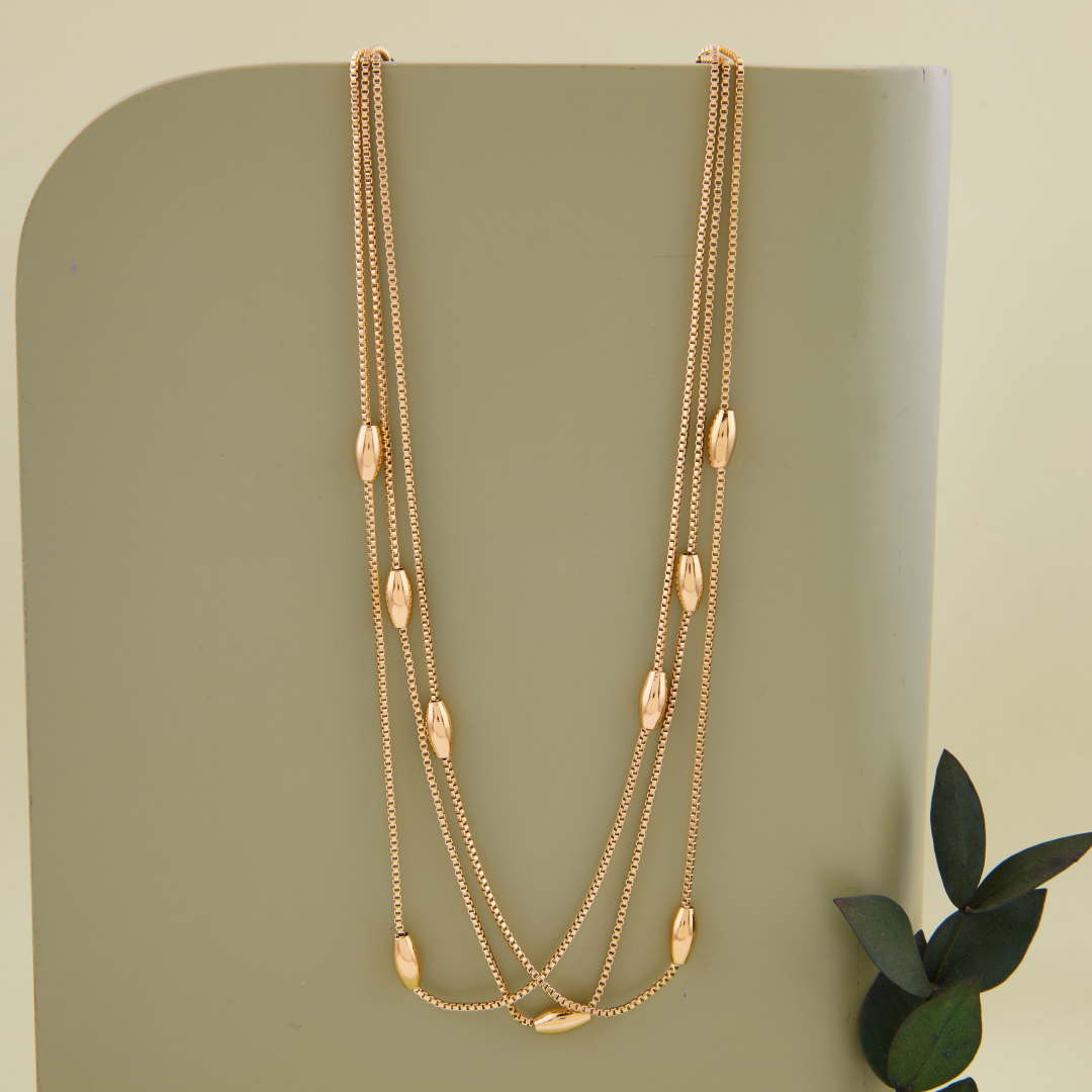 Stylish Multi-Layer Beauty-Beads 18KT Gold Plated Necklace