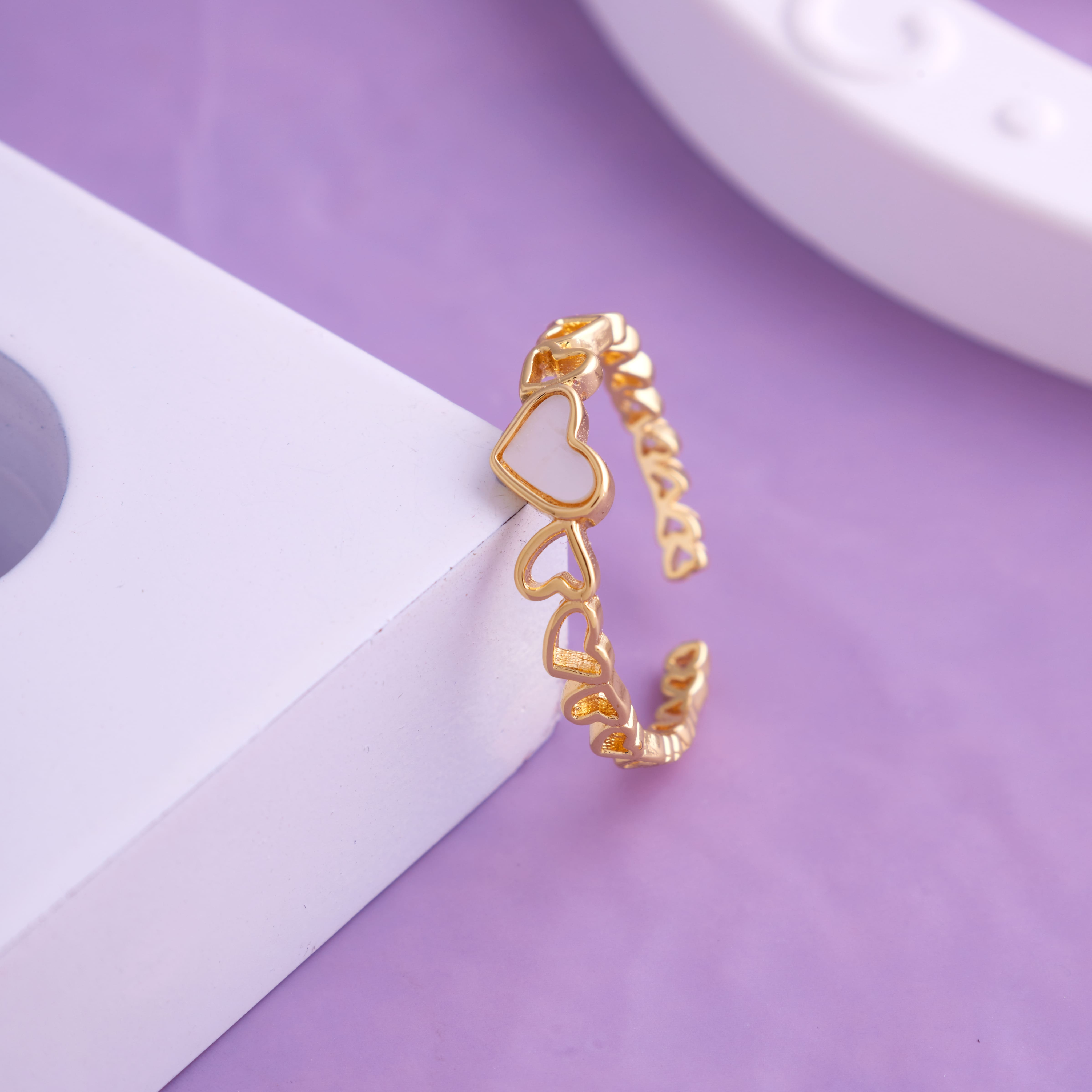 Brilite Romantic Heart Shaped 18KT Gold plated Ring for Women