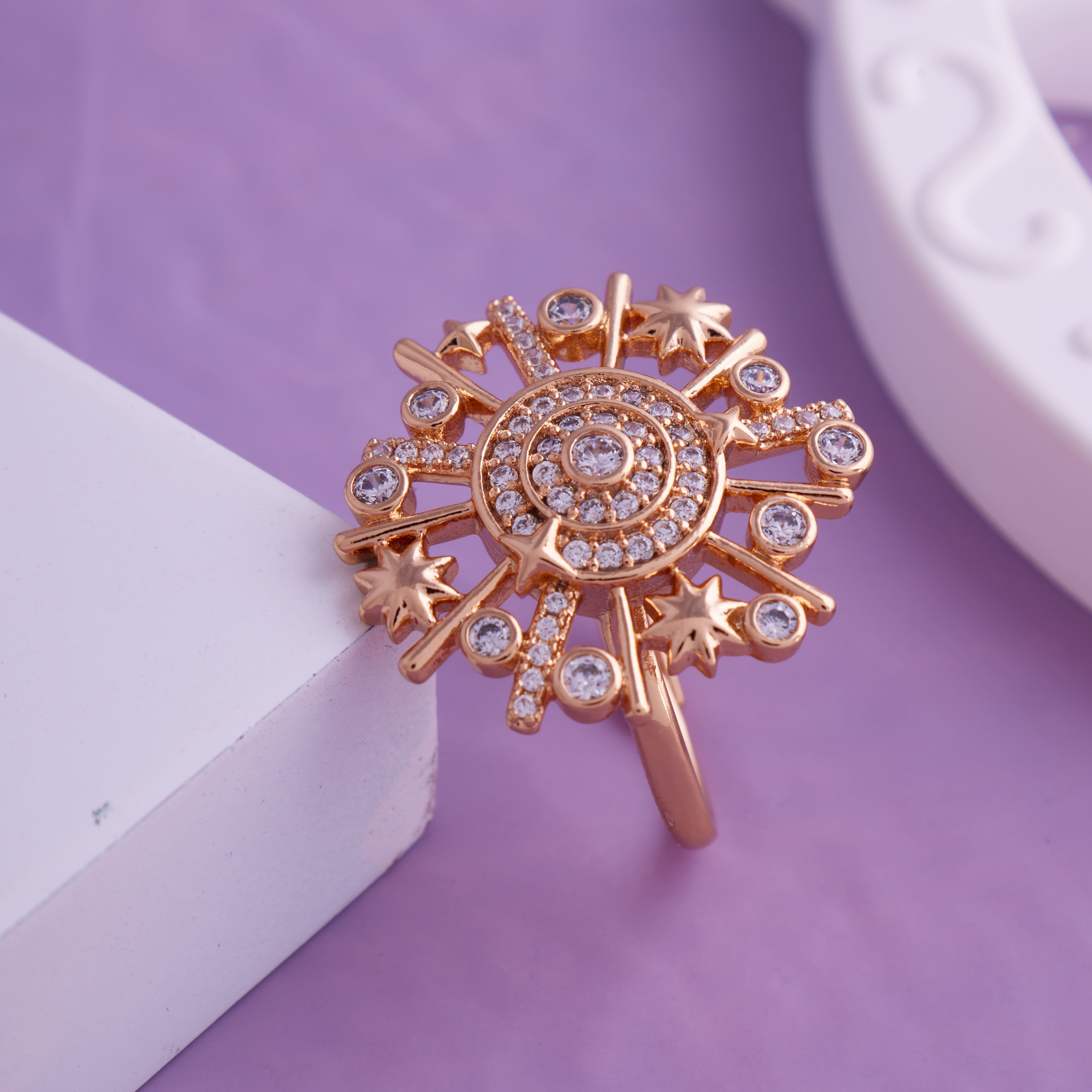 Golden Grandiose 18KT Gold Plated Engagement Rings