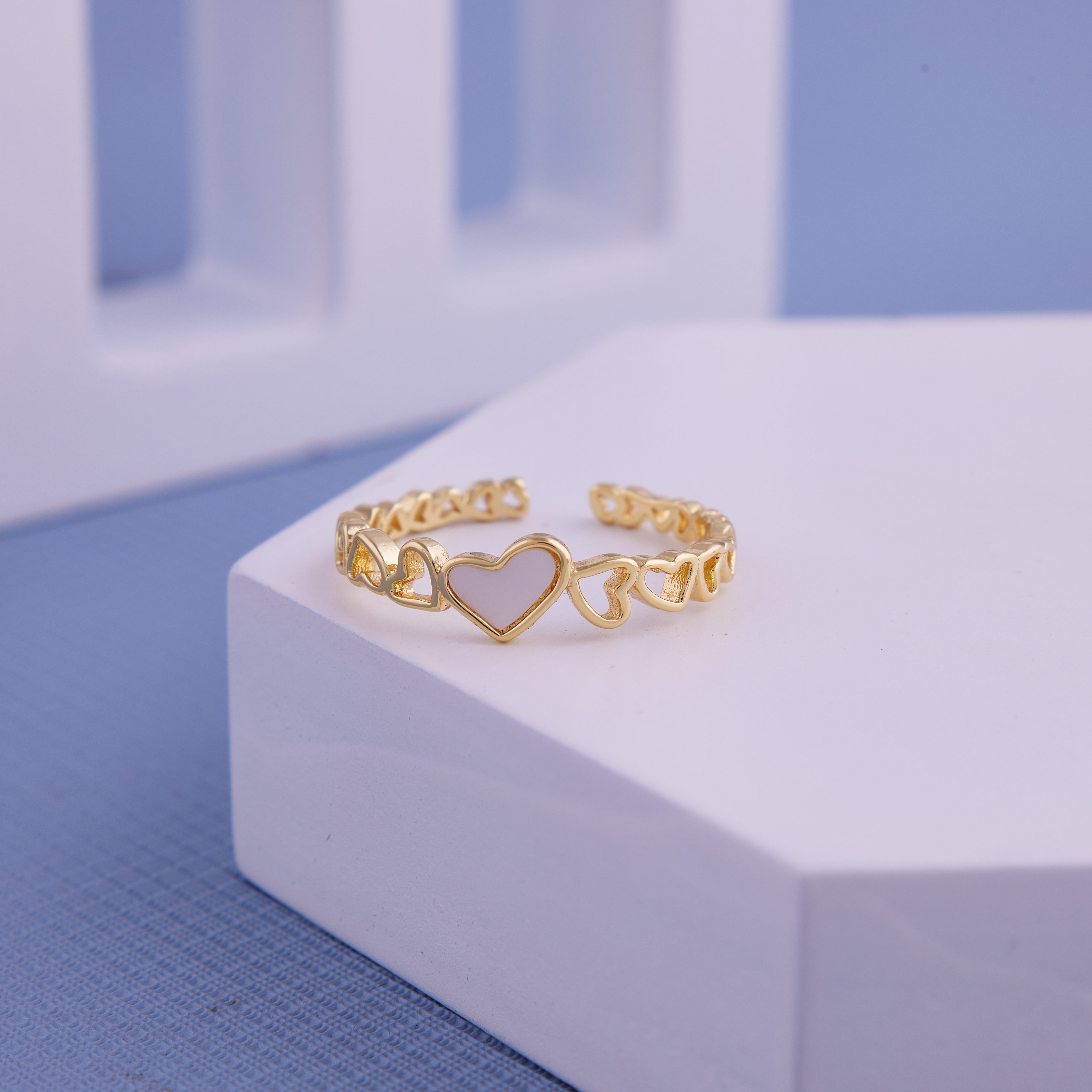 Brilite Romantic Heart Shaped 18KT Gold plated Ring for Women