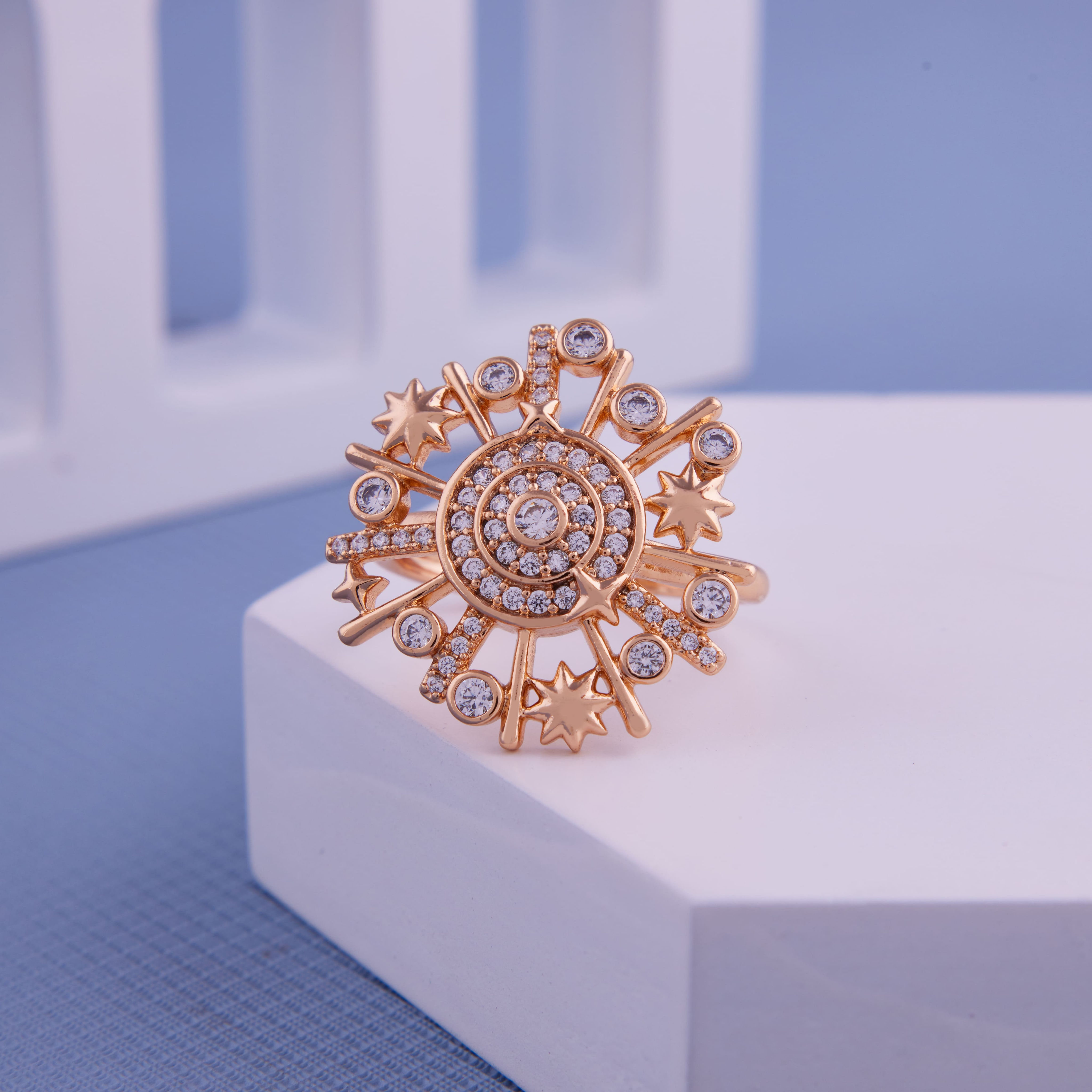 Golden Grandiose 18KT Gold Plated Engagement Rings