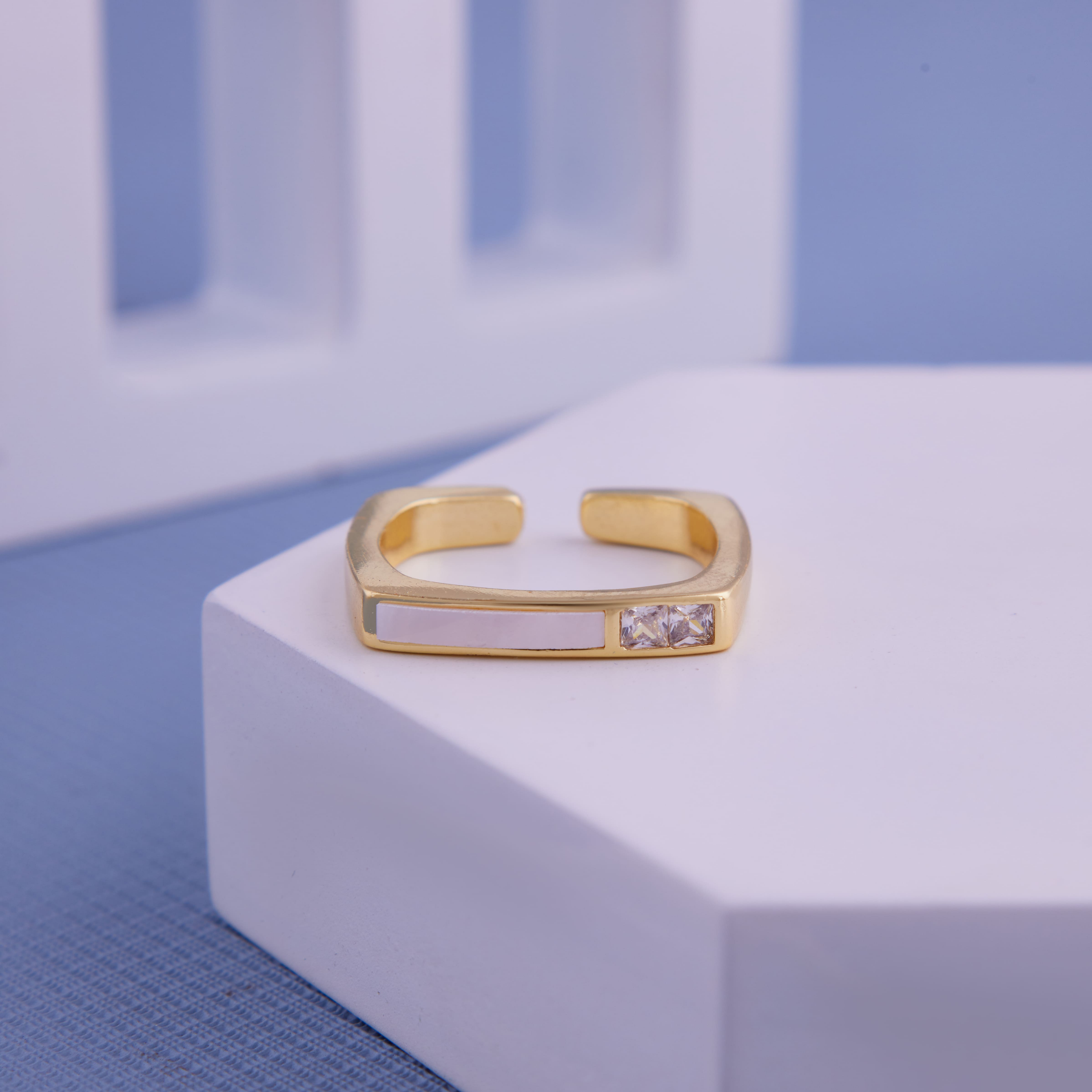 Vintage Modern 18KT Gold Plated Engagement Rings