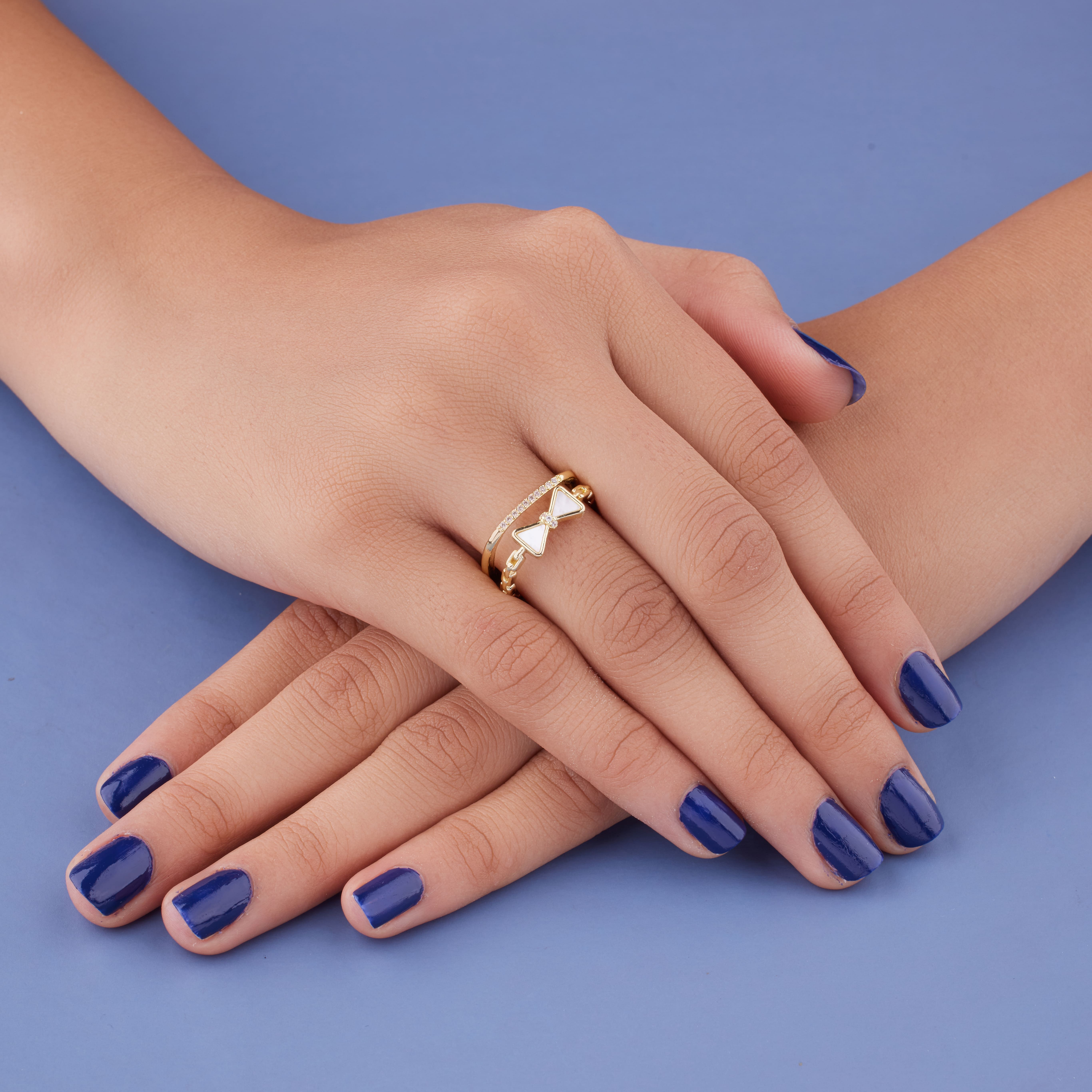 Glimmering Bow Layered 18k gold plated Ring
