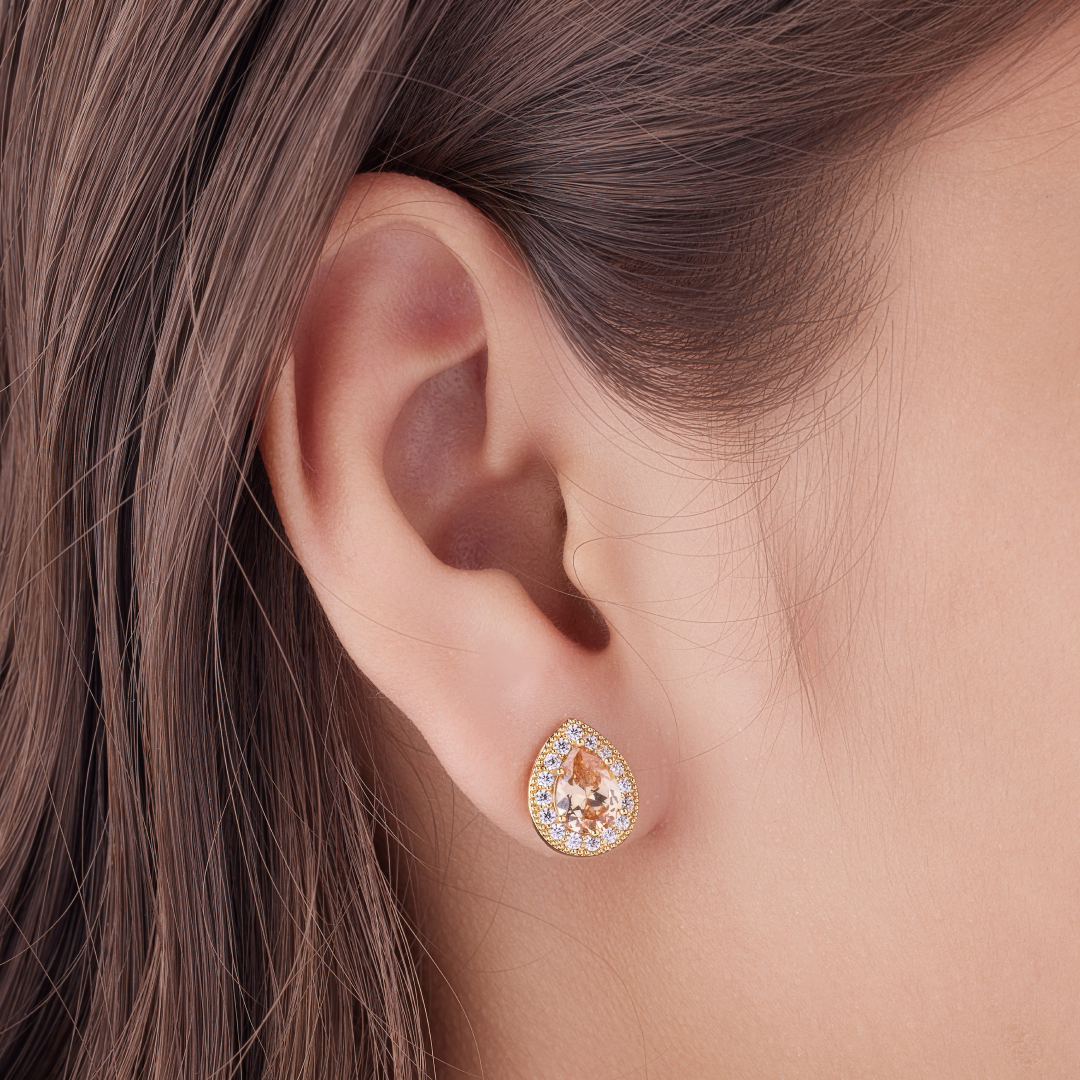 Brilite Morganite Diamond Earring for Women