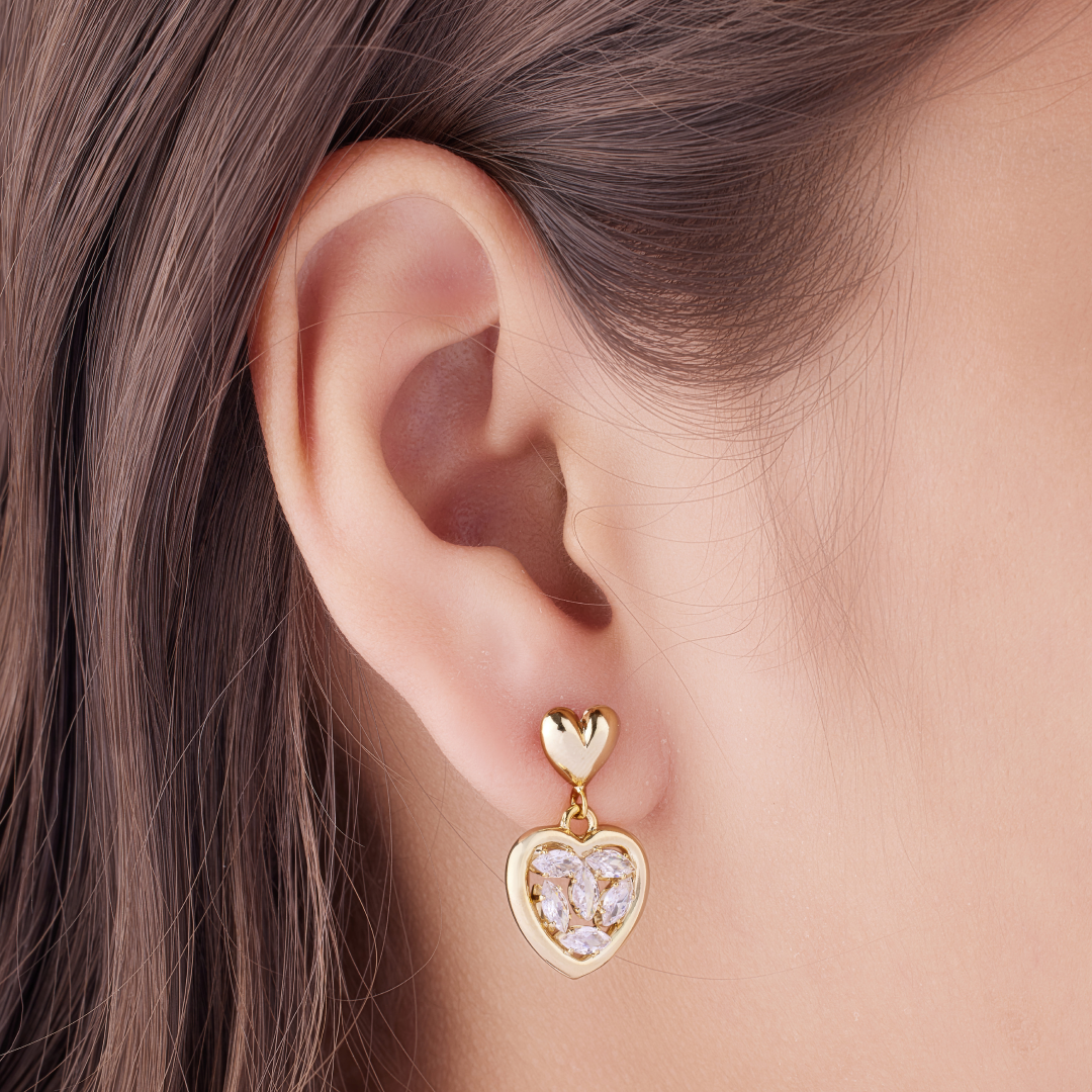 Brilite Stone Embedded Drop with diamond earring